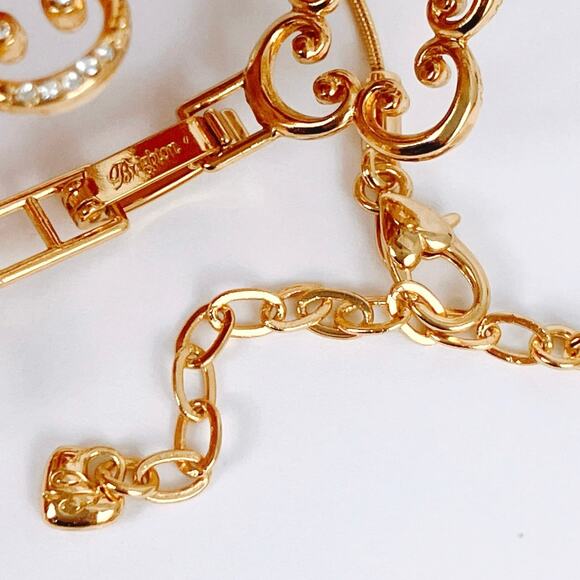 Brighton Crystal Pendant Necklace Bracelet Earrings Set Scroll Clover READ - Picture 7 of 16